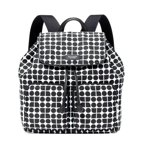 New Kate Spade Noel Medium Backpack Jacquard Fabric Black Multi - Picture 6 of 6
